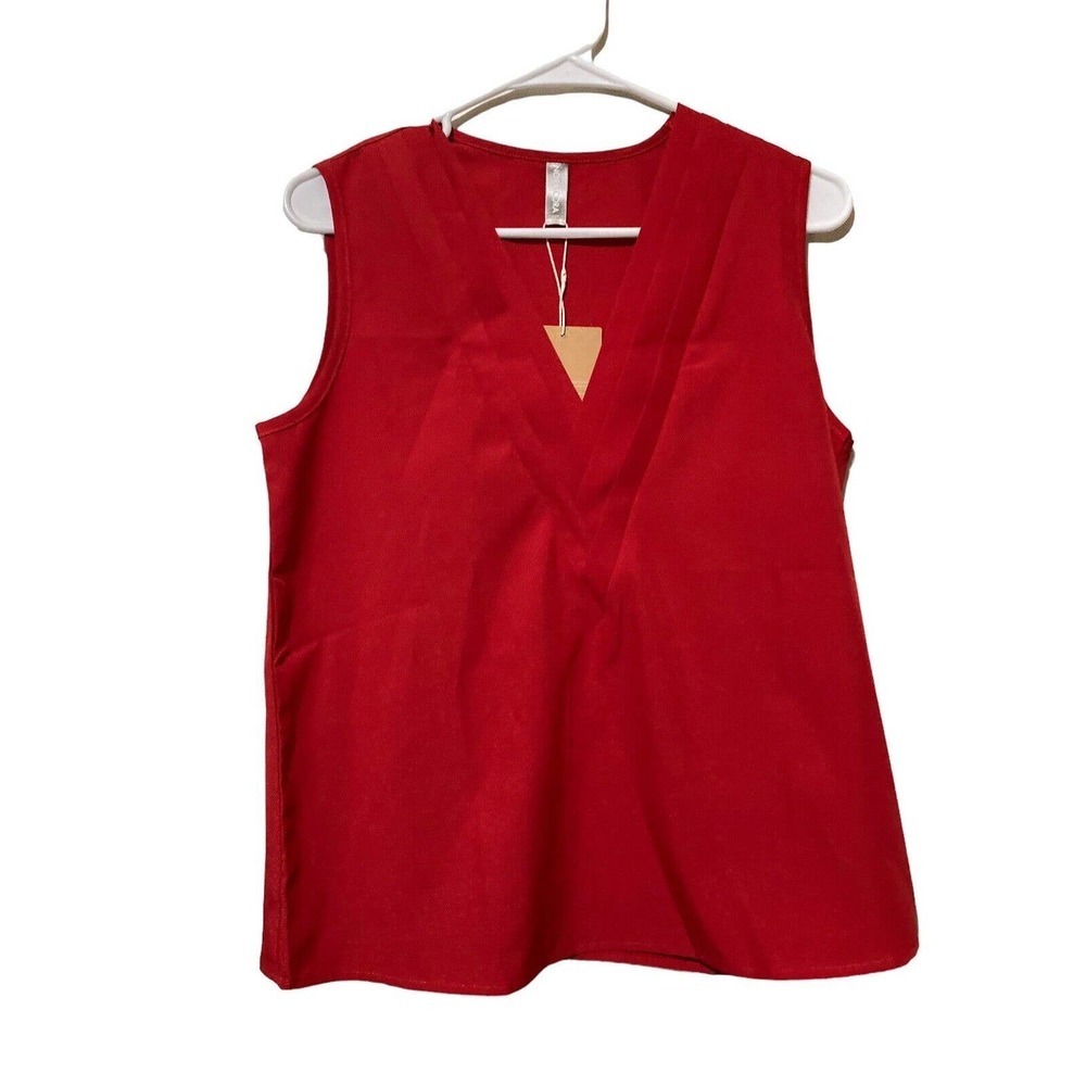 Noracora Top Sz Small Red V-Neck Sleeveless Holiday Dinner Date‎ Night Out